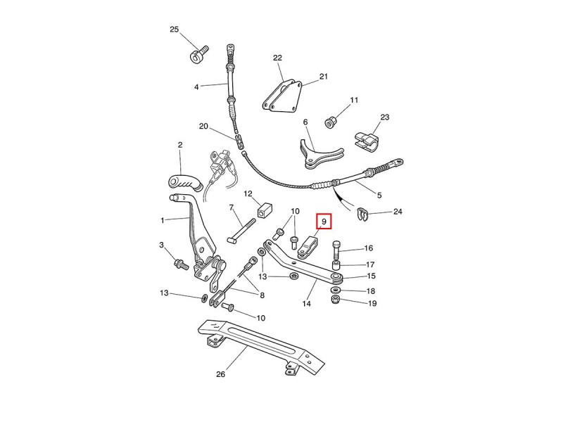Fourche d'ajusteur de câble de frein à main MNA5156AA Jaguar X300 / X308 / X100